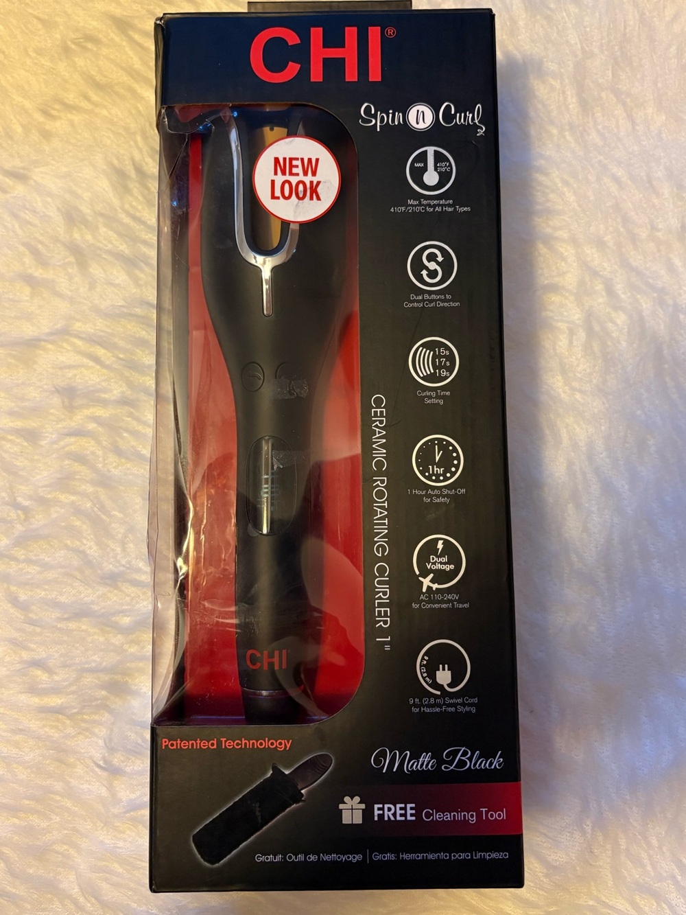 CHI Spin N Curl Ceramic Rotating Curler 1”- NIB